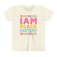 I Am Black History Youth Tee (blue/pink/yellow print)