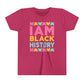 I Am Black History Youth Tee (blue/pink/yellow print)