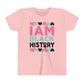 I Am Black History Youth Tee (black/blue/pink print)