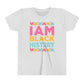 I Am Black History Youth Tee (blue/pink/yellow print)